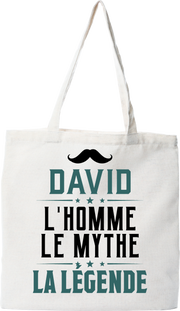 Tote bag coton recyclé david l'homme le mythe la légende