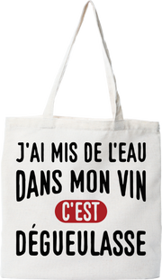 Tote bag coton recyclé de l'eau dans mon vin