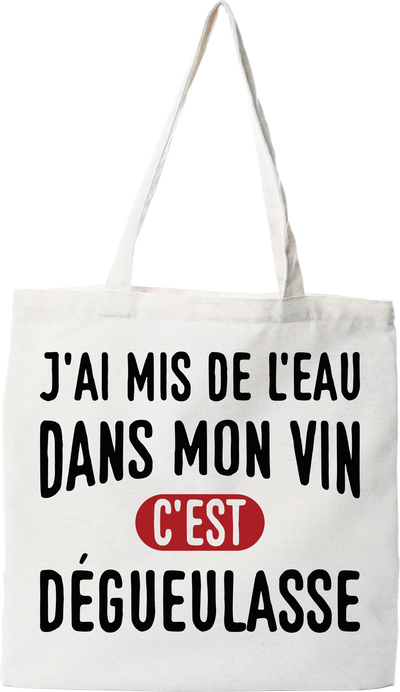 Tote bag coton recyclé de l'eau dans mon vin