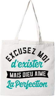 Tote bag coton recyclé dieu aime la perfection
