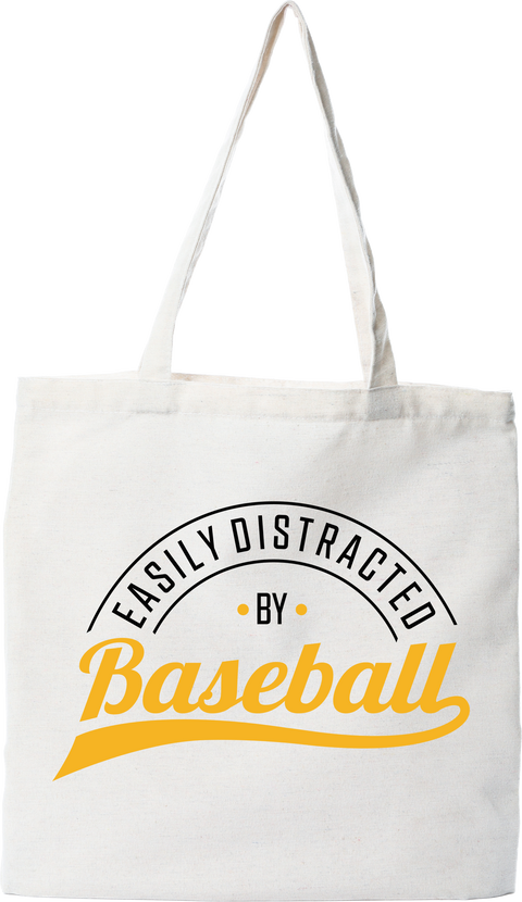 Tote bag coton recyclé easily distracted by baseball