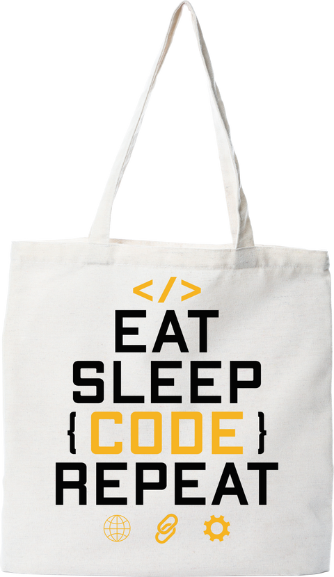 Tote bag coton recyclé eat sleep code repeat