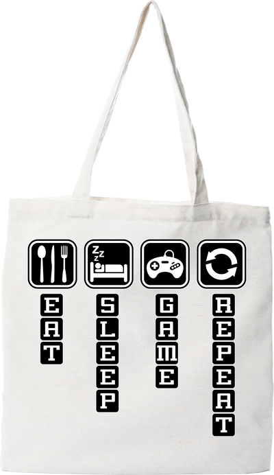 Tote bag coton recyclé eat sleep game repeat