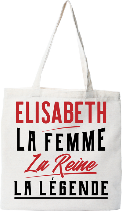 Tote bag coton recyclé elisabeth la femme la reine la légende