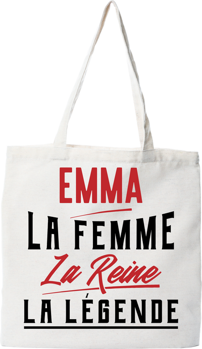 Tote bag coton recyclé emma la femme la reine la légende