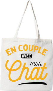 Tote bag coton recyclé en couple avec mon chat
