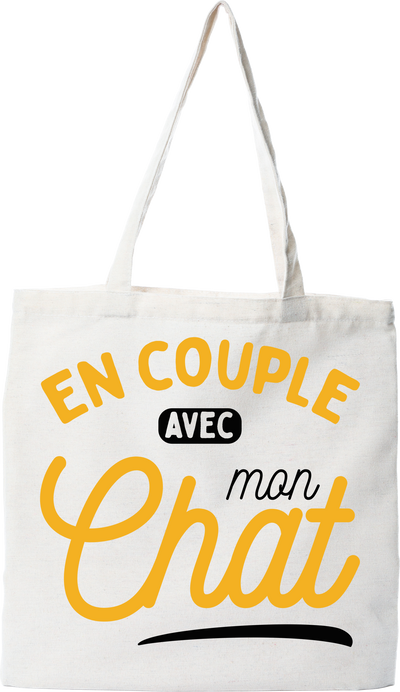 Tote bag coton recyclé en couple avec mon chat