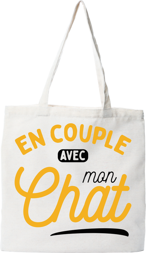 Tote bag coton recyclé en couple avec mon chat