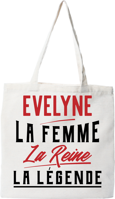 Tote bag coton recyclé evelyne la femme la reine la légende