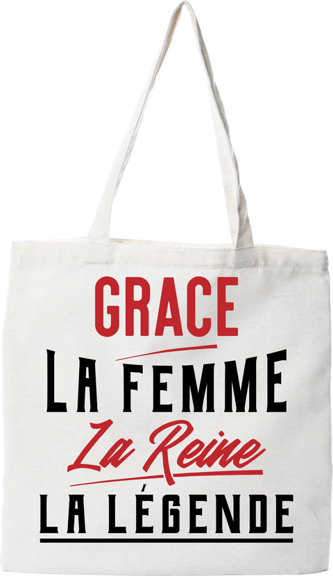 Tote bag coton recyclé grace la femme la reine la légende