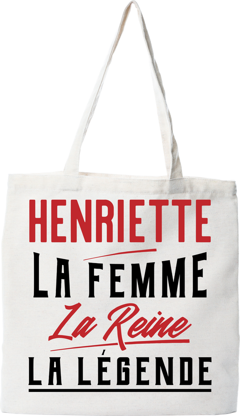 Tote bag coton recyclé henriette la femme la reine la légende