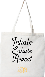Tote bag coton recyclé inhale exhale repeat