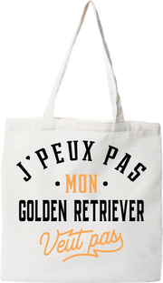 Tote bag coton recyclé j peux pas golden retriever