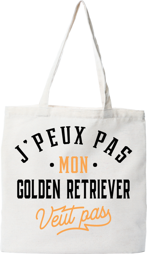 Tote bag coton recyclé j peux pas golden retriever