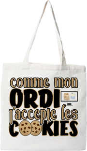 Tote bag coton recyclé j'accepte les cookies 2
