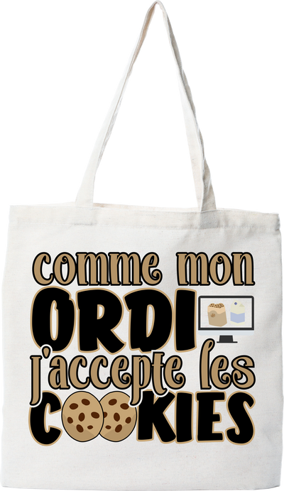 Tote bag coton recyclé j'accepte les cookies 2