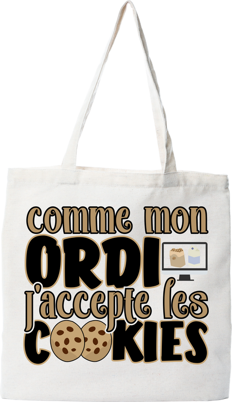 Tote bag coton recyclé j'accepte les cookies 2