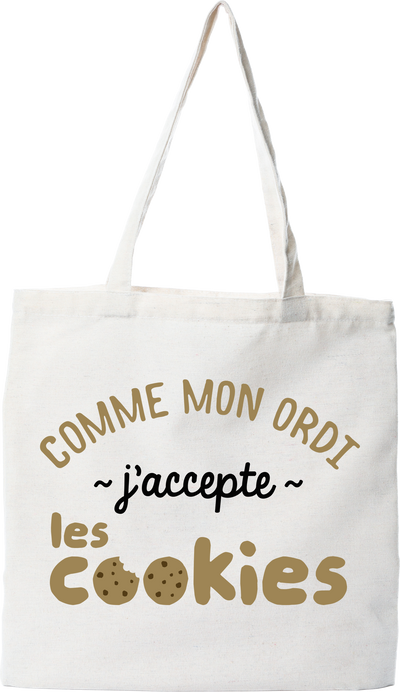Tote bag coton recyclé j'accepte les cookies