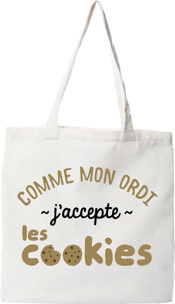 Tote bag coton recyclé j'accepte les cookies