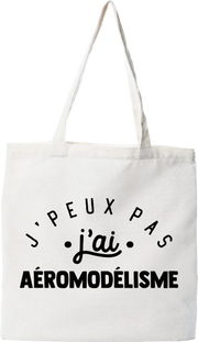Tote bag coton recyclé j'peux pas j'ai aéromodélisme 2