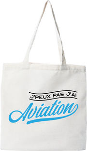 Tote bag coton recyclé j'peux pas j'ai aviation