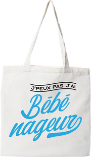 Tote bag coton recyclé j'peux pas j'ai bébé nageur
