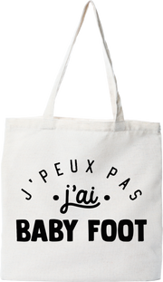 Tote bag coton recyclé j'peux pas j'ai baby foot 2