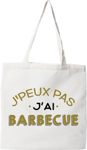 Tote bag coton recyclé j'peux pas j'ai barbecue