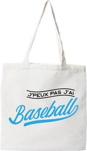 Tote bag coton recyclé j'peux pas j'ai baseball