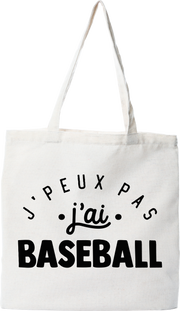 Tote bag coton recyclé j'peux pas j'ai baseball 2