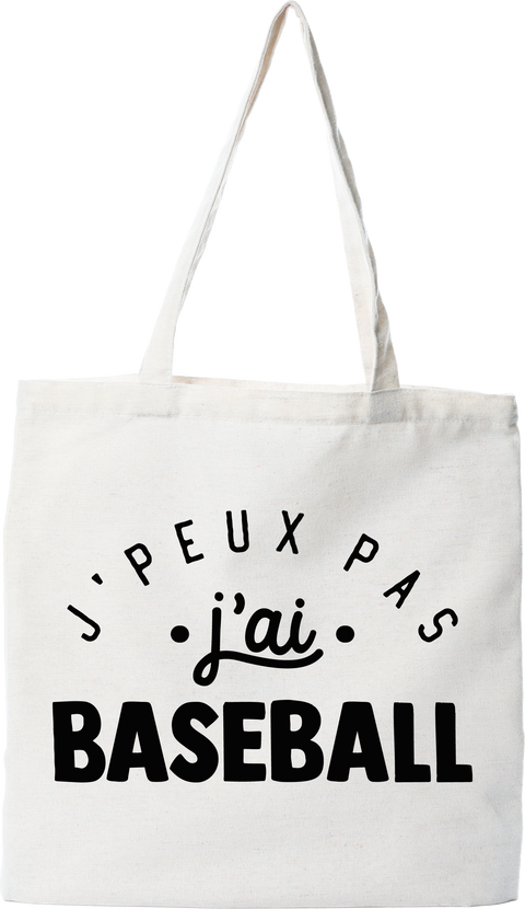 Tote bag coton recyclé j'peux pas j'ai baseball 2