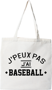 Tote bag coton recyclé j'peux pas j'ai baseball 3