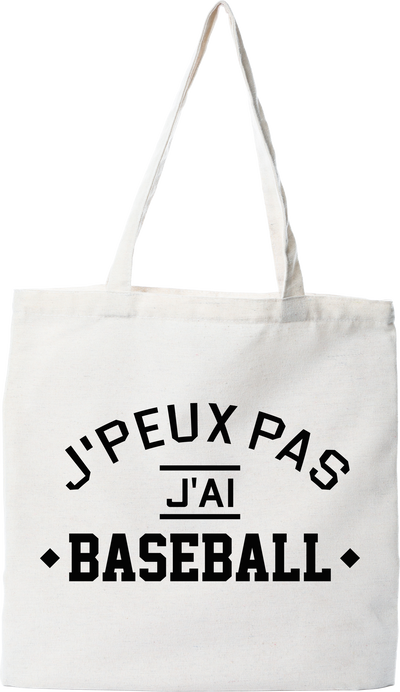 Tote bag coton recyclé j'peux pas j'ai baseball 3
