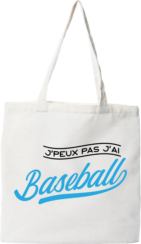 Tote bag coton recyclé j'peux pas j'ai baseball