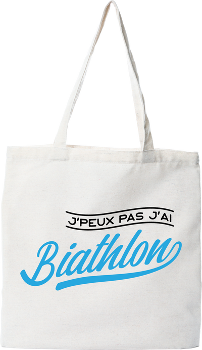 Tote bag coton recyclé j'peux pas j'ai biathlon