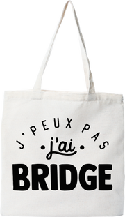 Tote bag coton recyclé j'peux pas j'ai bridge 2