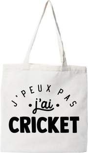 Tote bag coton recyclé j'peux pas j'ai cricket 2