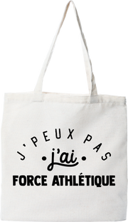 Tote bag coton recyclé j'peux pas j'ai force athlétique 2
