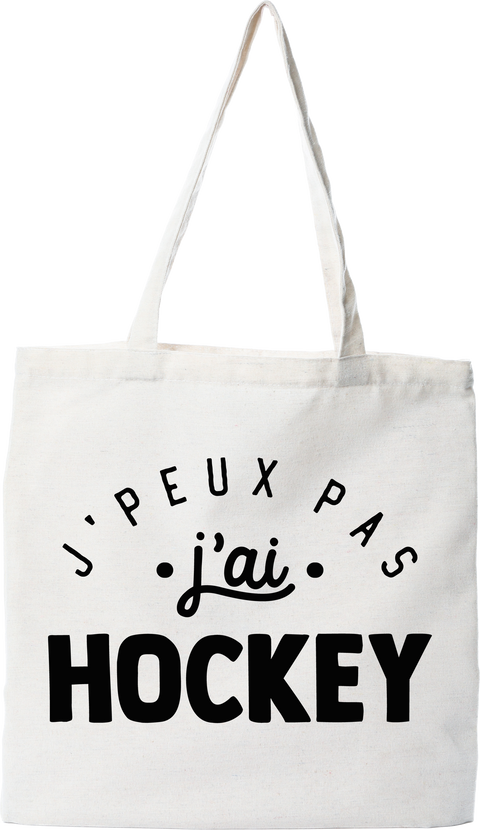 Tote bag coton recyclé j'peux pas j'ai hockey 2