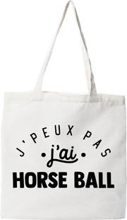 Tote bag coton recyclé j'peux pas j'ai horse ball 2