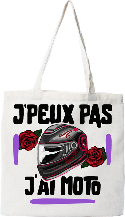 Tote bag coton recyclé j'peux pas j'ai moto