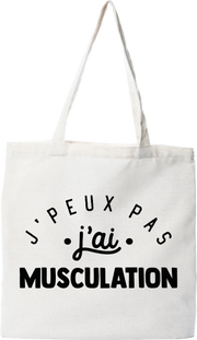 Tote bag coton recyclé j'peux pas j'ai musculation 2