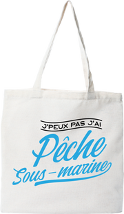 Tote bag coton recyclé j'peux pas j'ai pêche sous marine