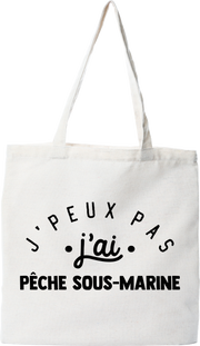 Tote bag coton recyclé j'peux pas j'ai pêche sous marine 2