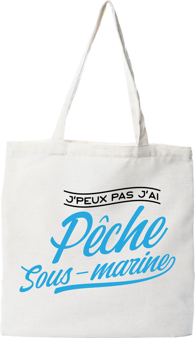 Tote bag coton recyclé j'peux pas j'ai pêche sous marine