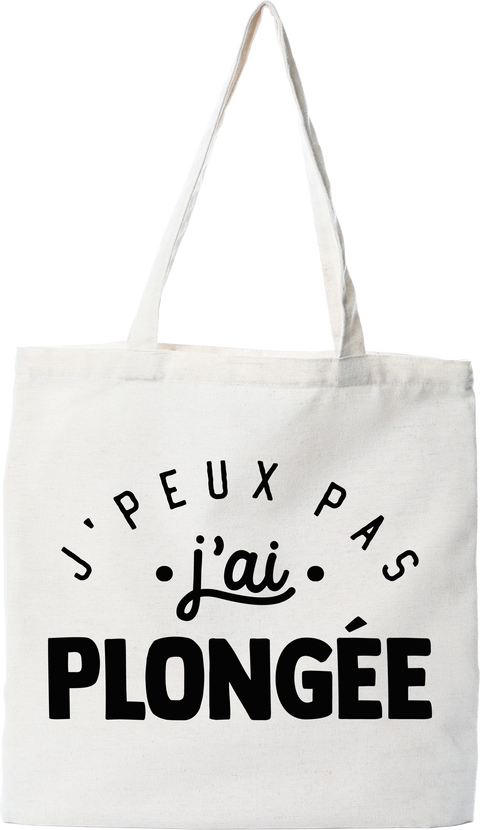 Tote bag coton recyclé j'peux pas j'ai plongée 2