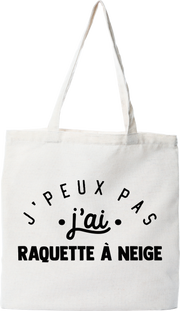 Tote bag coton recyclé j'peux pas j'ai raquette à neige 2