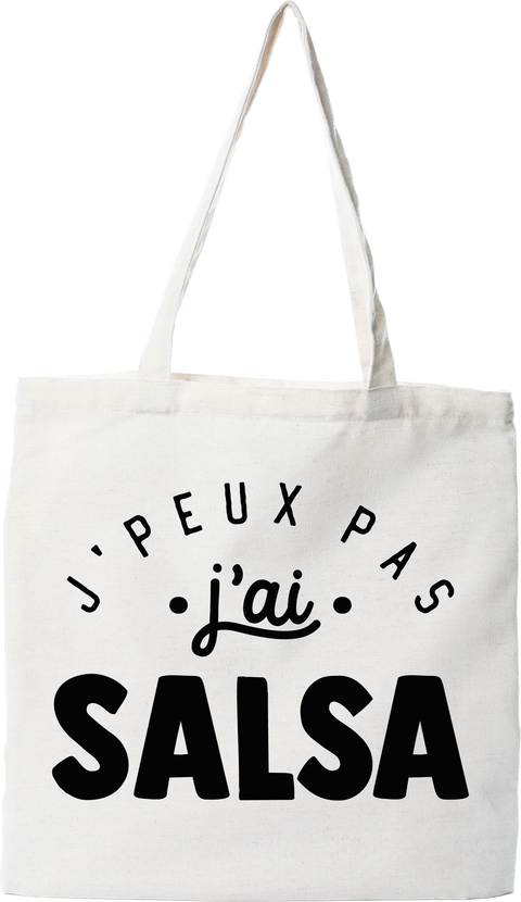 Tote bag coton recyclé j'peux pas j'ai salsa 2