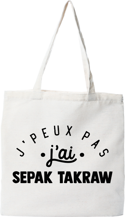 Tote bag coton recyclé j'peux pas j'ai sepak takraw 2