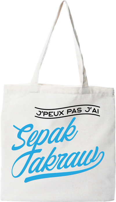 Tote bag coton recyclé j'peux pas j'ai sepak takraw